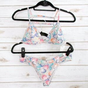 Raisins Beige Sea Shell Print Triangle Bikini Set